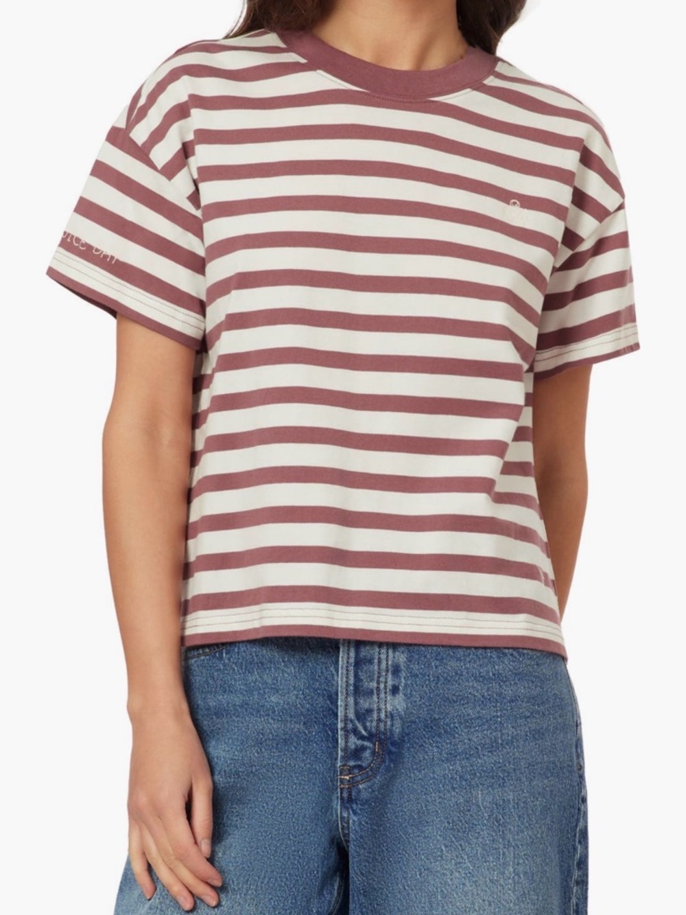 Scotch & Soda Mauve and White Striped Short-Sleeve Tee